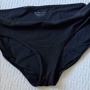 Athleta Black Ribbed High-Cut Bikini Bottoms